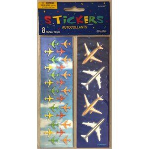 amscan airplane stickers foil metallic 8 sticker strips package vintage 159963